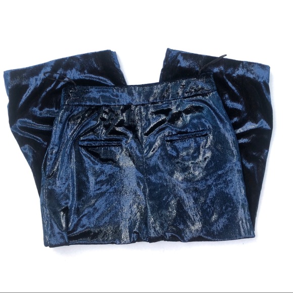 Tibi Stella Metallic Velvet Wide Leg Crop Pants 6 - Picture 10 of 10